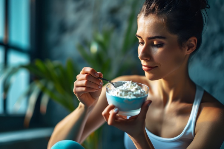 femme qui mange un yaourt
